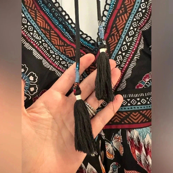 Anthropologie V-Neck Plunge Tunic Mini Dress Black Tiger XXS - Picture 7 of 9